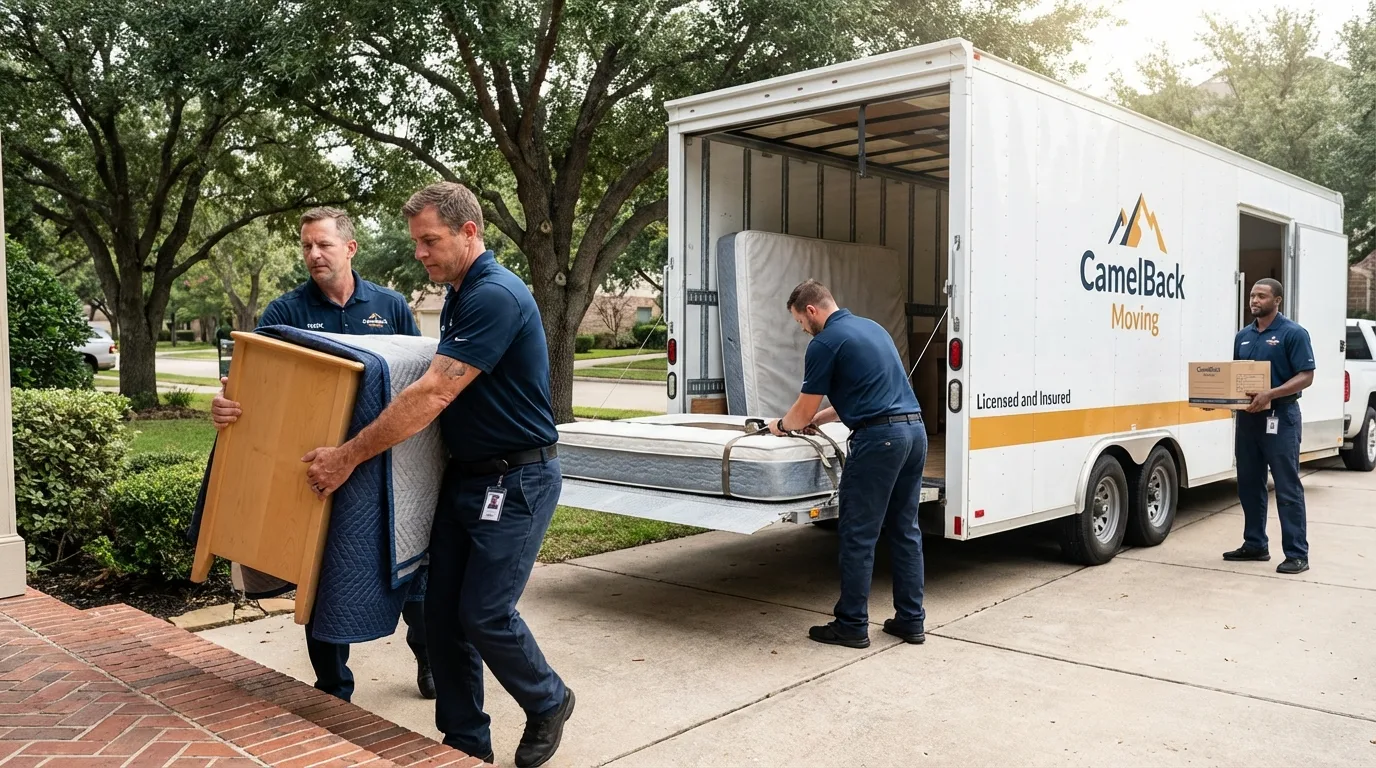 Crew loading residential truck for cross-state move from Gambier, OH